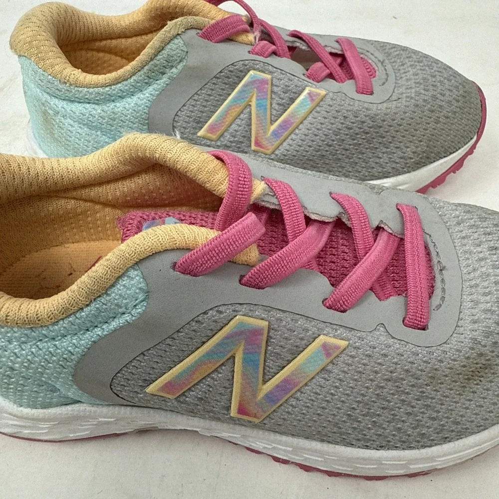 Toddler Baby 7 New Balance Fresh Foam Sneakers Pink Gray Yellow Mesh